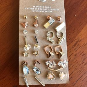 Brand New Rose & Gold Sparkle Earrings - 18 pcs